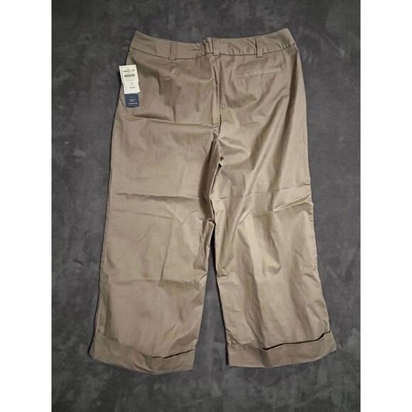 Coldwater Creek Pants Women 16 Khaki Tan Natural Waist Cropped Casual Twill NWT - Picture 7 of 7